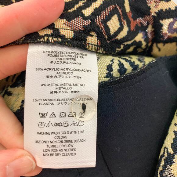 FREE PEOPLE brocade straight leg pants gold metallic whimsigoth regency 2859 - Picture 6 of 8